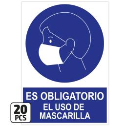 PACK DE 20 POSTERS DE "ES OBLIGATORIO EL USO DE MASCARILLA"